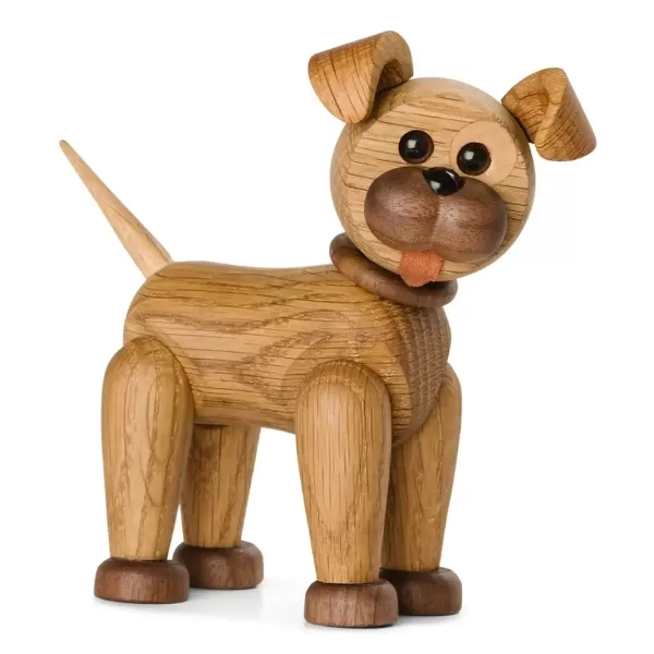 Spring Copenhagen Happy Hund | Beweglicher Holzhund aus Eiche | Braun | 31 Teile | Für Kinder und Erwachsene | Dekorativ und Spielbar