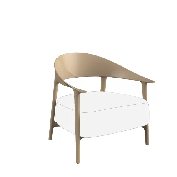 Vondom Africa Loungesessel - Crema-Lackiert mit Anthrazit Kissen, Wetterfest, Ergonomisch, Innen- und Außenbereich, Design von Eugeni Quitllet