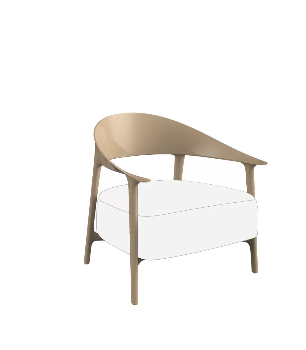 Vondom Africa Loungesessel - Crema-lackiert mit taupe Kissen | Wetterbeständig, Ergonomisch, Für Innen & Außen, Designer-Eugeni Quitllet