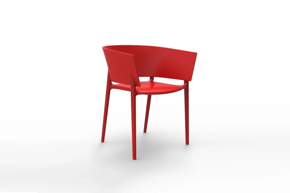 Vondom Africa Stuhl mit Armlehnen in Rot - Designer Sessel aus recyceltem Kunststoff, UV-beständig, 58x53x75 cm, von Eugeni Quitllet