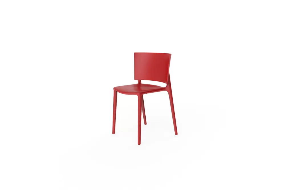 Vondom Africa Stuhl in Rot – Stapelbarer Designerstuhl aus 100% recyceltem Kunststoff, UV-beständig, 52x51x80 cm, von Eugeni Quitllet