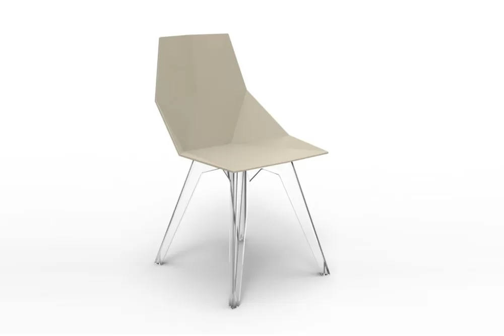 Vondom FAZ Stuhl Ecru Matt mit Transparenten Beinen - Modernes Design von Ramón Esteve für Innen & Außen, Vielseitig und Elegant