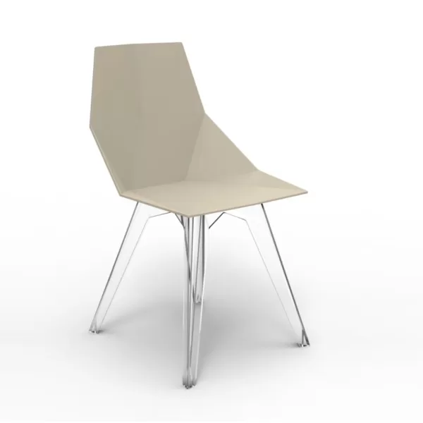 Vondom FAZ Stuhl Ecru Matt mit Transparenten Beinen - Modernes Design von Ramón Esteve für Innen & Außen, Vielseitig und Elegant