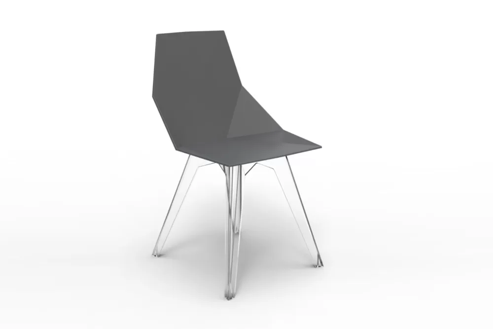 Vondom FAZ Stuhl schwarz matt mit transparenten Beinen – moderner, eleganter Designstuhl für Innen- und Außenbereiche, Ramón Esteve Design