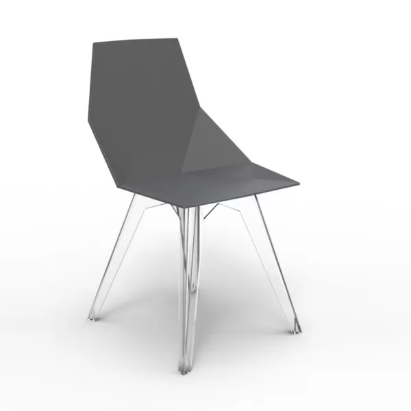 Vondom FAZ Stuhl schwarz matt mit transparenten Beinen – moderner, eleganter Designstuhl für Innen- und Außenbereiche, Ramón Esteve Design