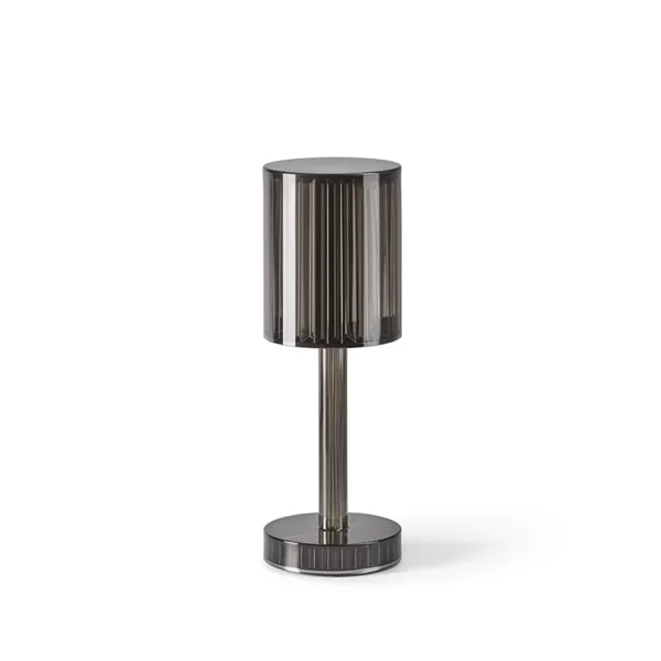 Vondom Gatsby Cylinder Designer-Tischlampe mit Touch-Dimmer, Fumé, 24,6 cm hoch, integrierter Akku, 12h Batterielaufzeit, stilvolles Lichtspiel