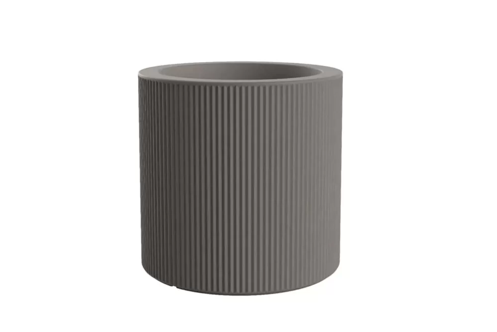 Vondom Gatsby Cylinder Pflanzgefäß Ø40 cm x 40 cm - Taupe, Art Déco Design, wetterbeständig, UV-beständig, luxuriöse Qualität für Innen & Außen