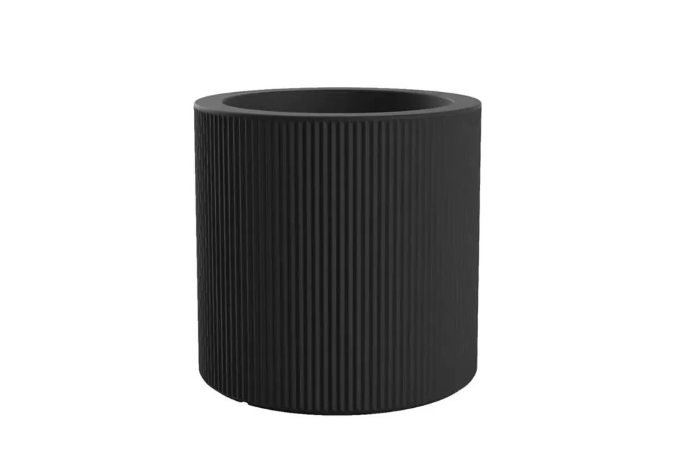 Vondom Gatsby Cylinder Pflanzgefäß Ø50cm x 90cm Schwarz – Luxuriöses Art Déco Design, wetterfest & UV-beständig, Ramón Esteve Kollektion