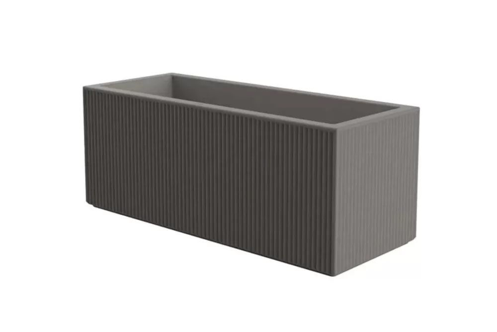 Vondom Gatsby Pflanzgefäß 120x50x50 cm Taupe - Luxuriöse Art Déco Jardiniere, wetterfest & UV-beständig, Design von Ramón Esteve