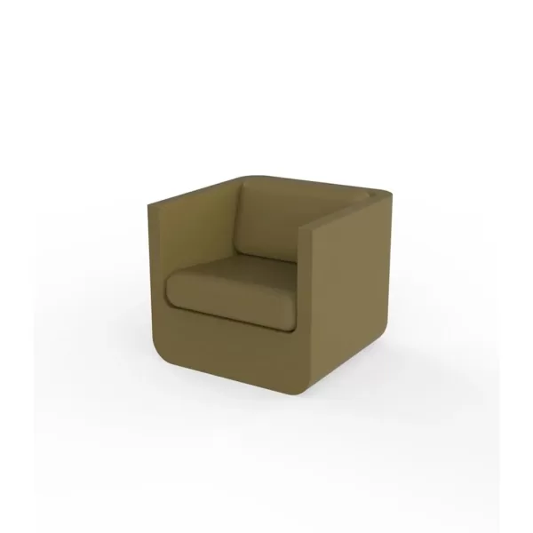 Vondom Ulm Loungesessel Khaki - Wetterfest, Ergonomisch, Recycelbar, Innen- und Außenbereich, Designer-Möbel aus Polyethylenharz