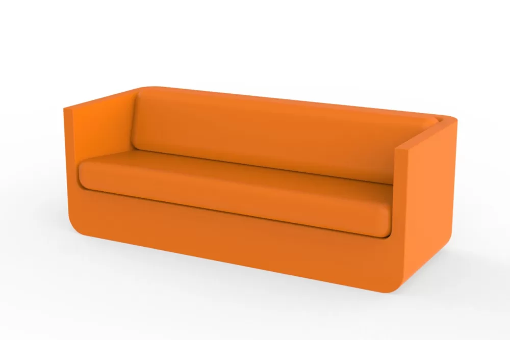 Vondom Ulm Sofa Orange - Wetterfestes, Ergonomisches Designer-Sofa aus 100% Recycelbarem Polyethylen - Innen & Außen geeignet