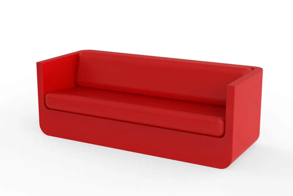 Vondom Ulm Sofa Rot - Wetterfestes Designermöbel aus 100% recycelbarem Polyethylen, für Innen- und Außenbereich, ergonomisch und elegant