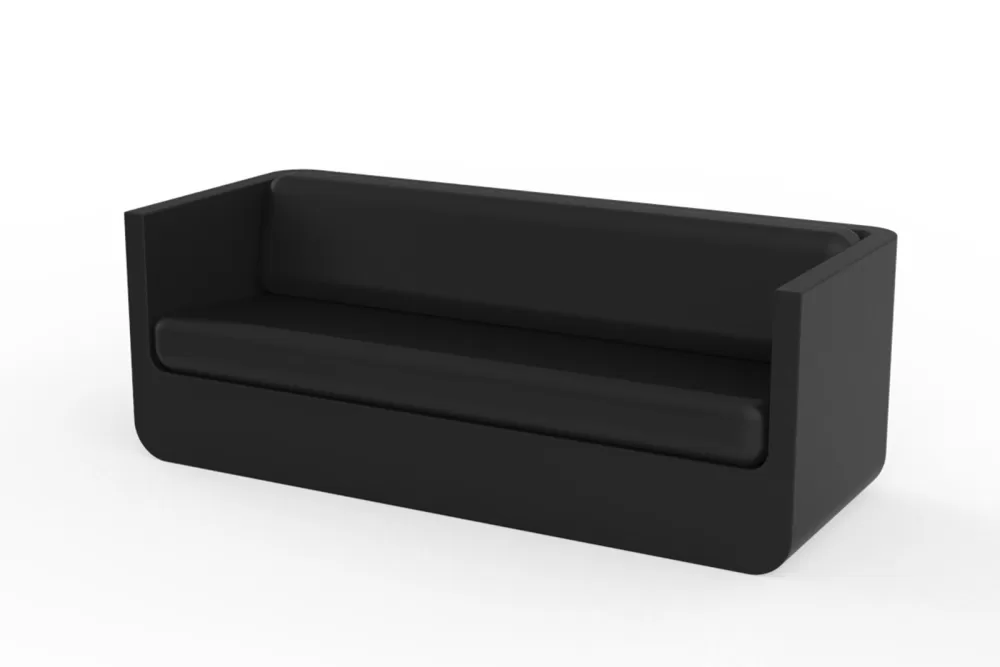 Vondom Ulm Sofa Schwarz - Elegantes, wetterfestes Designer-Sofa aus recycelbarem Polyethylen, ideal für Innen- und Außenbereich.