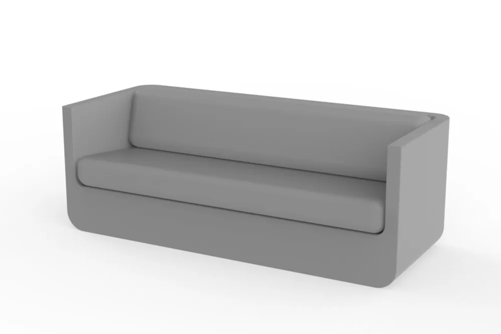 Vondom Ulm Sofa Stahlgrau – Ergonomisches Designer-Sofa aus wetterbeständigem, 100% recycelbarem Polyethylen für Innen & Außen