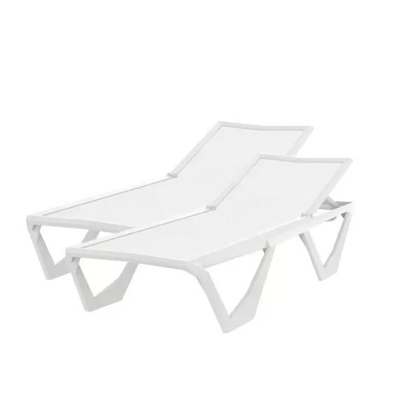 Vondom Voxel Sonnenliege 2er Set Weiß | Designerliege von Karim Rashid | Witterungsbeständig, stapelbar, verstellbare Rückenlehne