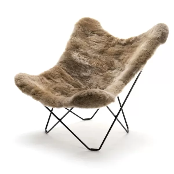 WEICH Couture Alpaca Butterfly Chair MARIPOSA | Dark Champagne | 100% Royal Alpaca | Minimalistisches Design, Allergikerfreundlich, Inkl. Gestell