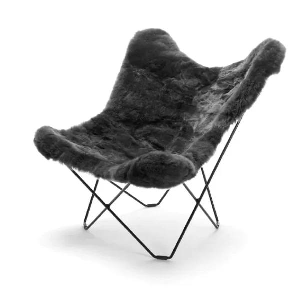 WEICH Couture Alpaca Butterfly Chair MARIPOSA - Graphite Grey, 100% Royal Alpaca, Minimalist Design, inkl. Stahlgestell, Allergikerfreundlich