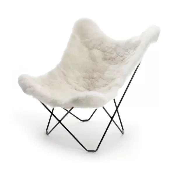 WEICH Couture Alpaca Butterfly Chair MARIPOSA - Pearl White, 100% Royal Alpaca, minimalistisches Design, inkl. Stahlgestell, gemütlich & allergikerfreundlich