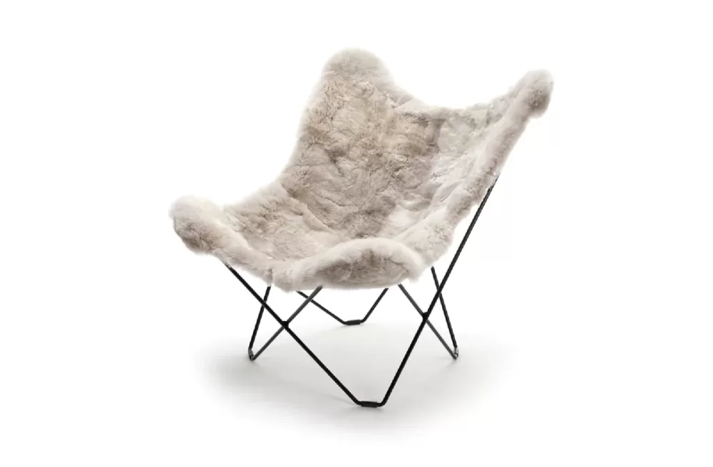 WEICH Couture Alpaca Butterfly Chair MARIPOSA | Silver Grey | 100% Royal Alpaca-Fell | Minimalistisches Design & Gemütlichkeit