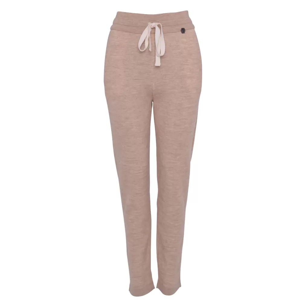 WEICH Couture AMARO Alpaca Jogginghose für Damen, Beige, L – Luxuriöses Doubleface-Piqué, ultraleicht & warm, ideal für Zuhause