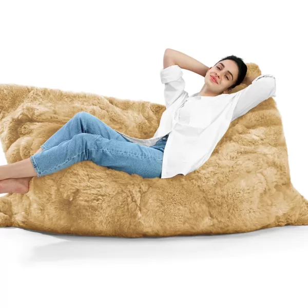 WEICH Couture Alpaca Lounger REY – Champagner, Suri Royal Alpaca & Leder, luxuriös, atmungsaktiv, ethisch, für Allergiker, Geschenkbox