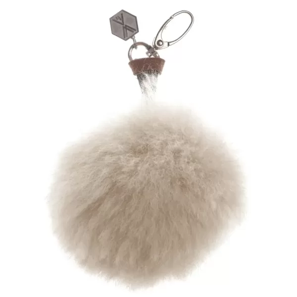 WEICH Couture Alpaca Pompon CLAVE | Beige Schlüsselanhänger aus 100% Royal Alpaca-Fell | Allergikerfreundlich, atmungsaktiv, exklusiver Geschenkkarton