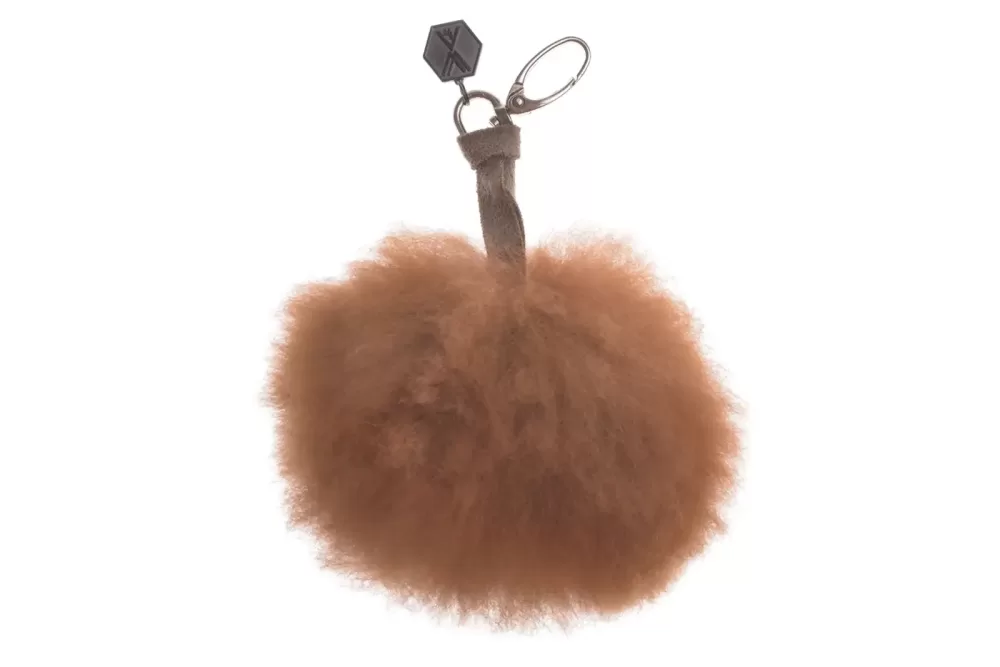 WEICH Couture Alpaca Pompon CLAVE | Gold | 100% Royal Alpaca-Fell | Allergikerfreundlich | Exklusiver Schlüsselanhänger im Geschenkkarton