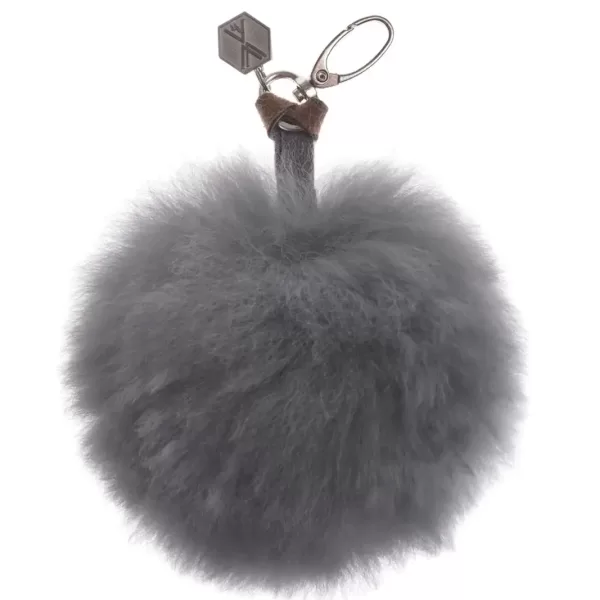 WEICH Couture Alpaca Pompon CLAVE | Schlüsselanhänger aus 100% Royal Alpaca-Fell | Graphit Grau | Allergikerfreundlich, exklusiver Geschenkkarton