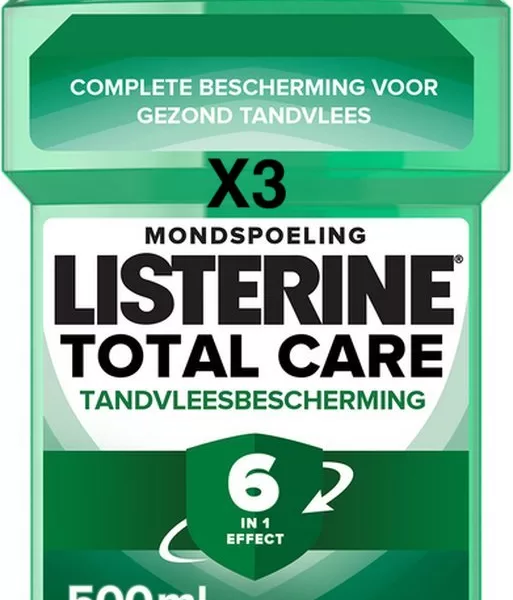 3X Listerine Mondwater Tand & Tandvlees Bescherming 500 ml - Versterkt Tandglazuur, Vermindert Tandvleesproblemen, Frisse Adem