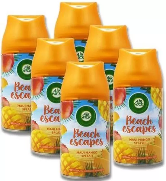 Air Wick Freshmatic Mango Splash Navulling - Voordeelverpakking 6 x 250 ml - Automatische Geurverspreider voor 60 Dagen Frisse Geur