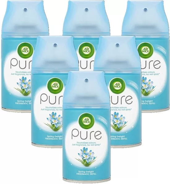 Airwick Freshmatic Max Navulling - Pure Spring Delight - 6x250ml Luchtverfrisser Navulling voor een Frisse Geur in Huis