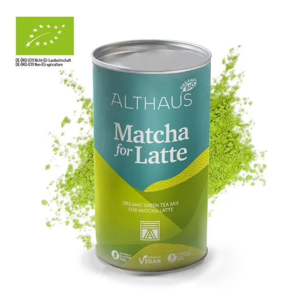 Althaus Bio Matcha For Latte 400g - Vegan, Glutenfrei, Laktosefrei - Mit Rohrohrzucker für einen harmonischen Geschmack - Bioqualität