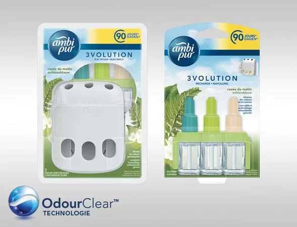 Ambi Pur 3Volution Elektrische Luchtverfrisser Set + 1 Navulling - Odourclear Technologie, 3 Geuren, 90 Dagen Frisheid, Aanpasbare Intensiteit