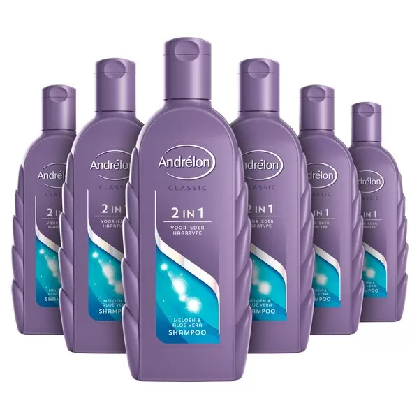 Andrélon Classic 2-in-1 Shampoo Meloen & Aloë Vera - 6 x 300ML - Voordeelverpakking - Geschikt voor elk haartype, Verzorgend & Frisse geur