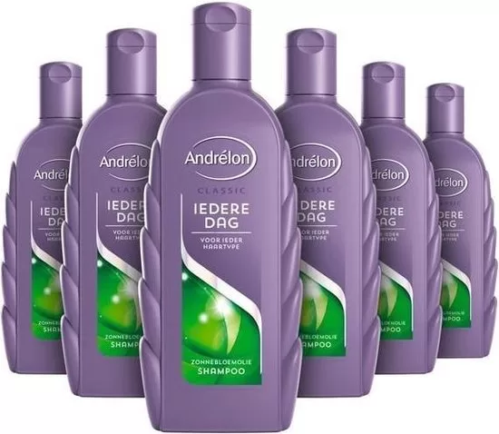 Andrélon Classic Iedere Dag Shampoo 6x300ml – Milde Shampoo met Zonnebloemolie voor Glanzend en Gezond Haar, Geschikt voor Alle Haartypes