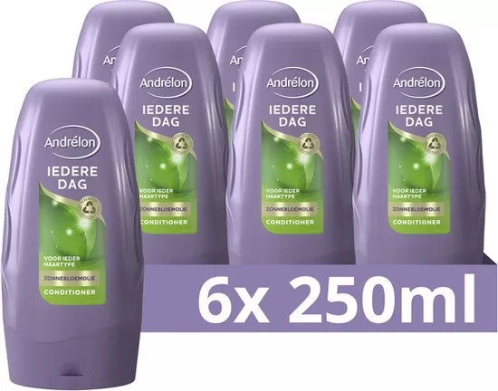 Andrélon Iedere Dag Conditioner 6x250ml - Voedende Conditioner met Zonnebloemolie voor Gezond, Glanzend Haar - Geschikt voor Elke Haartype