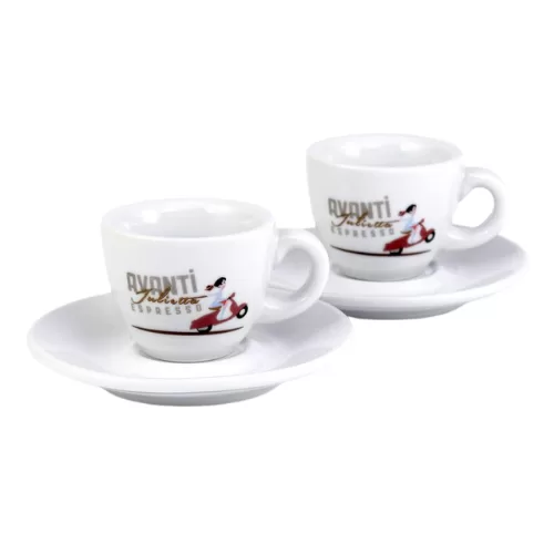 AVANTI Espressotasse JULIETTA - 2er Set mit Untertassen, dickwandig, robust, 70ml, elegantes Design, perfekt für Espresso-Liebhaber