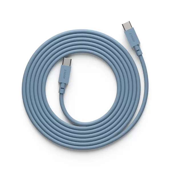 Avolt USB-C Ladekabel 2m - Cable 1, 60W Schnellladung, flexibles Silikon, Blau, kompatibel mit Avolt Square 1 Steckdosenadapter