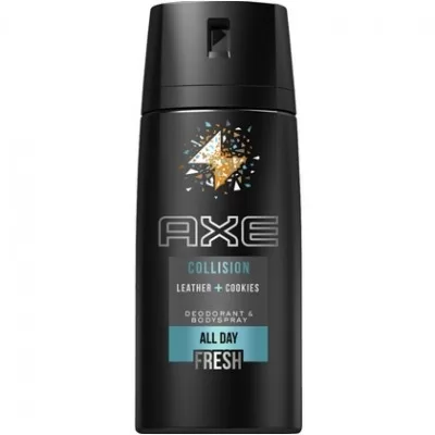 Axe Deospray Collision Leather & Cookies 150 ml - Männlicher Duft, langanhaltender Schutz, aufregende Kombination aus Leder und Keksen