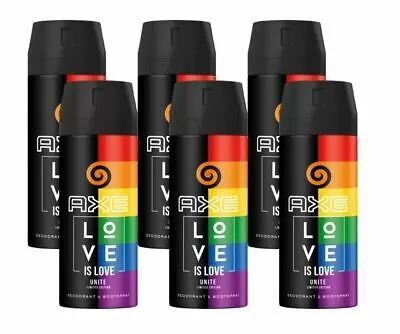 Axe Deospray Love Is Love - 6 Stuks, Limited Edition Unity Bodyspray, Frisse Geur, 0% Aluminiumzouten, Voor Iedereen, Pride Amsterdam Collaboration