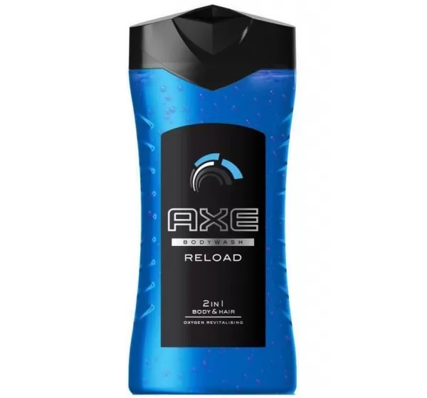 Axe Re-load 2-in-1 Douchegel voor Mannen, 250ml - Verfrissende Body & Hair Was, 3 Stuks - Powerboost met Langdurige Geur