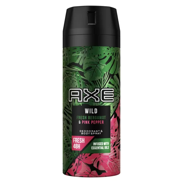 Axe Wild Deodorant & Bodyspray Fresh Bergamot + Pink Pepper - 6 x 150 ml, 48h Schutz, vegan, elegante Männerduftkombination