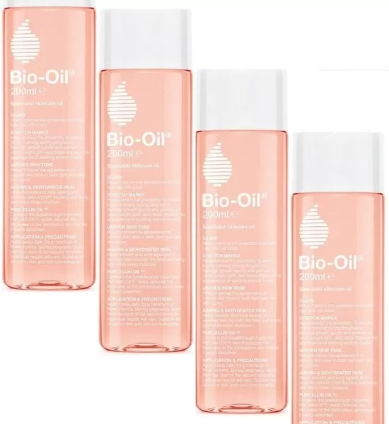 Bio-Oil Huidolie - 4 x 200 ml - Verzorgingsolie voor Littekens, Striae, Droge Huid, Veroudering - Licht & Niet Vettig - Geschikt voor Iedereen