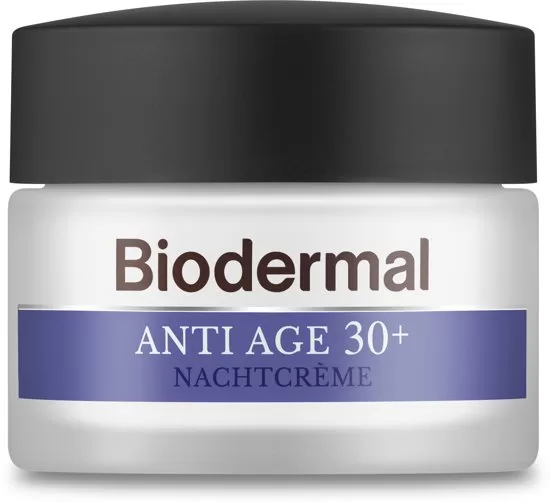 Biodermal Anti Age 30+ Nachtcrème 50ml - Vertraag huidveroudering, hydrateert & versterkt huidelasticiteit - Dermatologisch getest