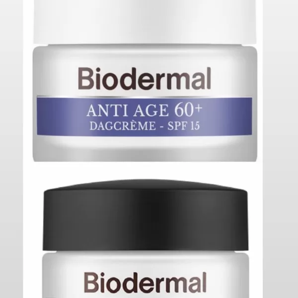 Biodermal Anti Age 60+ Nachtcreme & Dagcreme 50ml - Vermindert rimpels, versterkt huidbarrière, SPF 15, dermatologisch getest, voor stralende huid