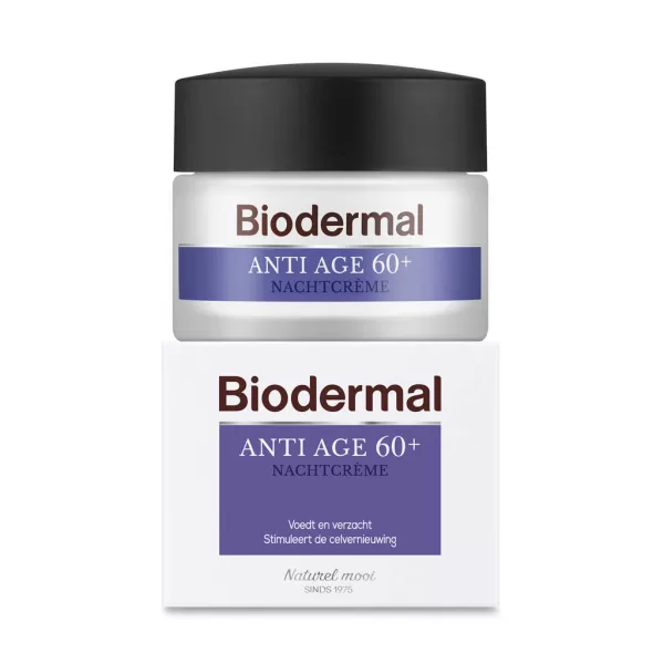 Biodermal Anti Age 60+ Nachtcrème 50ml – Verstevigend, Vermindert Rimpels, SPF 15, Voor Stralende Huid, Dermatologisch Getest