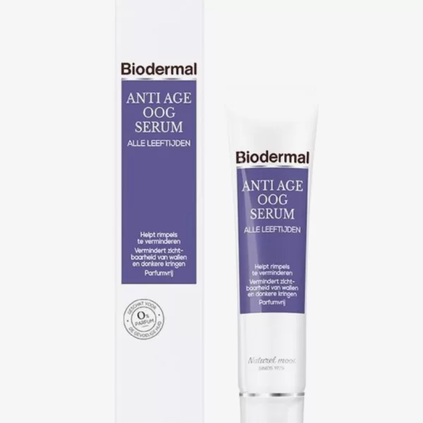 Biodermal Anti Age Oogserum 15ml - Verstevigende Oogcreme tegen Rimpels & Donkere Kringen voor Vrouwen, Parfumvrij, Dermatologisch Getest