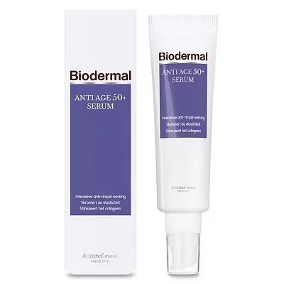 Biodermal Anti Age 50+ Serum - Intensieve Huidverzorging, Rimpelvermindering, Verbeterde Elasticiteit, Hypoallergeen, 30ml