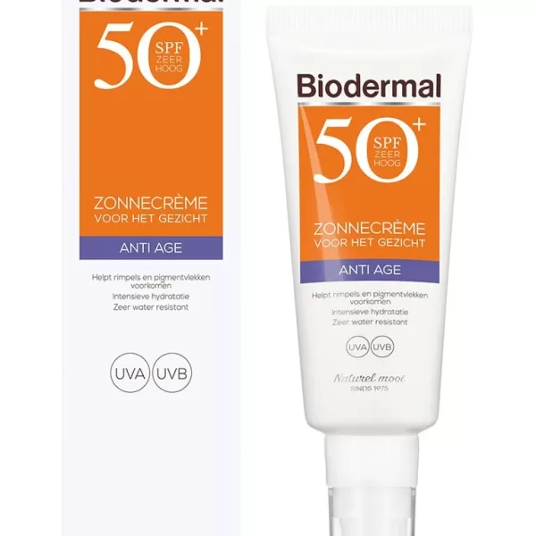 Biodermal Anti Age Zonnecrème Gezicht SPF 50 - 40ml | Bescherming tegen rimpels & pigmentvlekken | Intensieve Hydratatie & Waterresistent