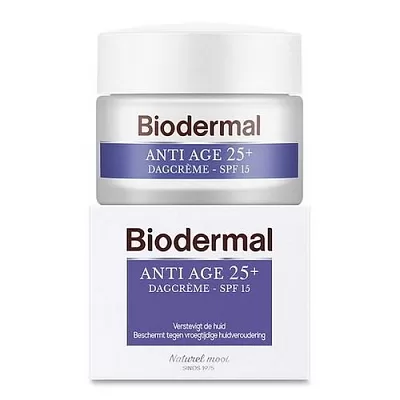 Biodermal Dagcreme Anti-Aging 25+ - Hydrateert, SPF 15, Voorkomt Rimpels, 50ml - Dermatologisch Getest, Jeugdige Huid, Oude Verpakking